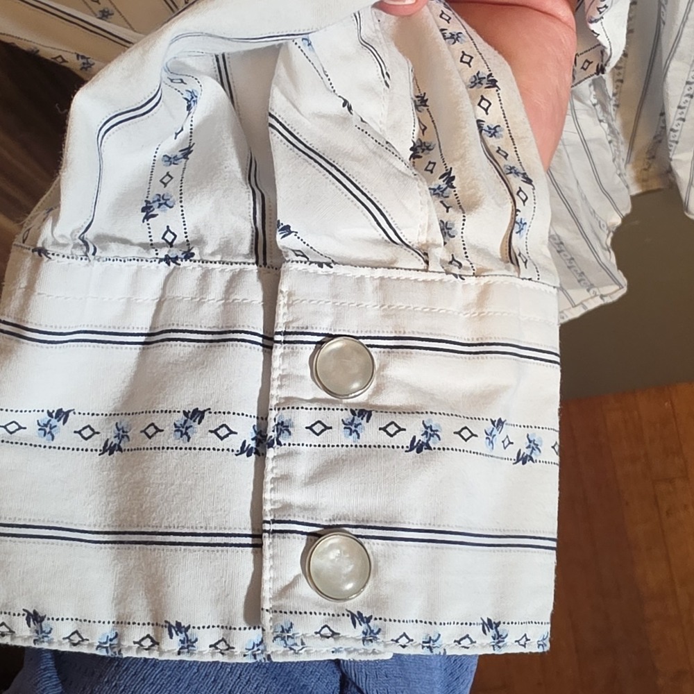 Bullhead Western Style Men's White Blue Striped Button-Up Shirt XXL - Picture 7 of 10